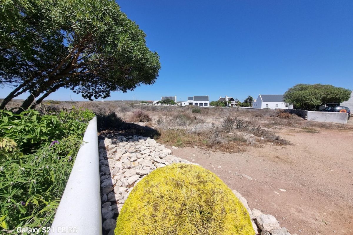 A vacant residential plot featuring natural vegetation, a boundary wall, and surrounding neighborhood views under a clear blue sky.
