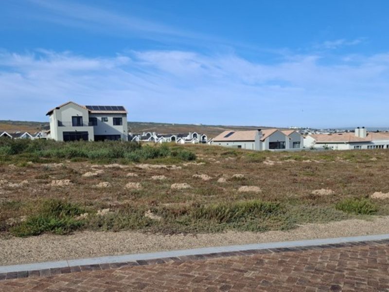 A vacant residential plot featuring natural vegetation, situated in a developed estate with paved street access and surrounding residential properties.