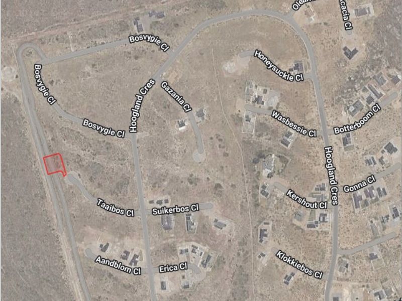 An aerial satellite view showing the location of the vacant residential plot within the surrounding street network.