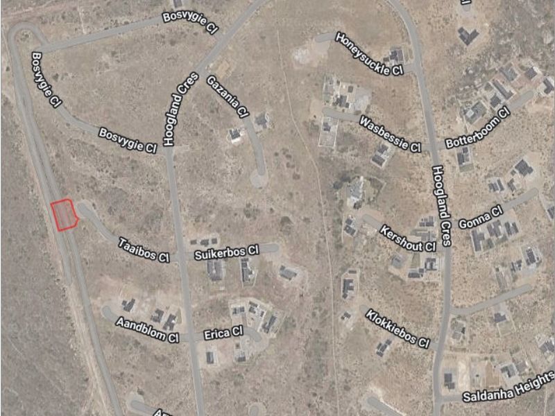An aerial satellite view showing the residential land plot location within the surrounding street network and neighborhood layout.