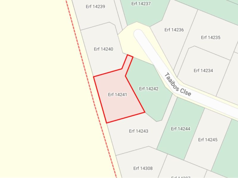 A cadastral map showing the location and boundaries of Erf 14241 within the residential estate.
