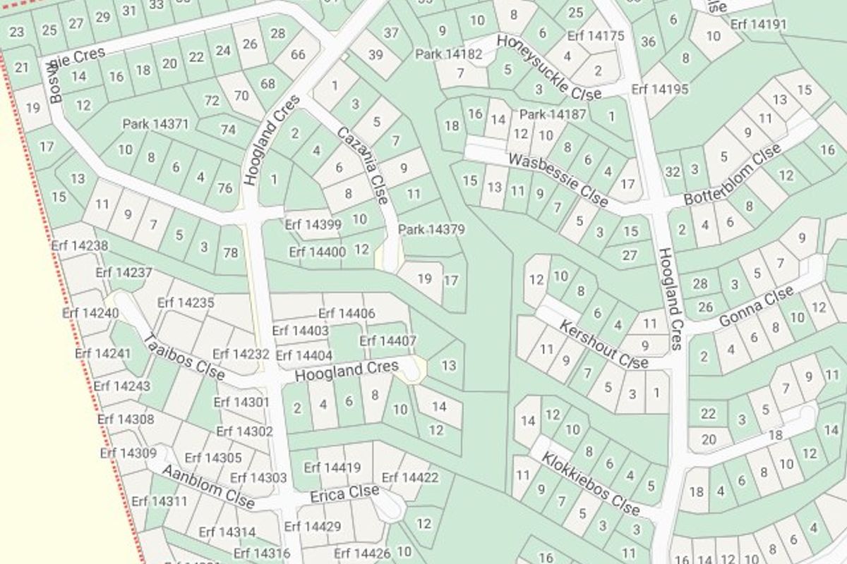 A cadastral map showing the layout and location of the residential erf within the estate development.