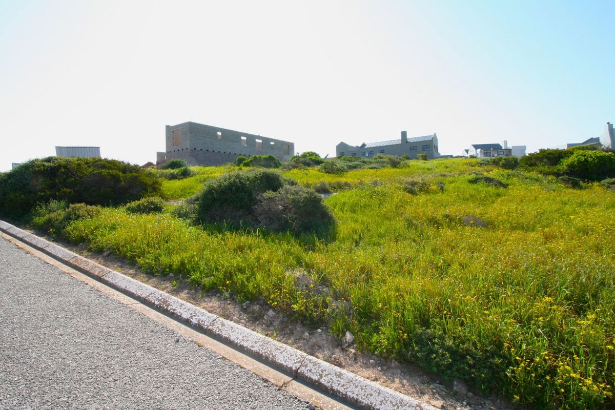 A street-level view of a vacant residential plot featuring natural vegetation, concrete curbing, and adjacent residential development in the background.