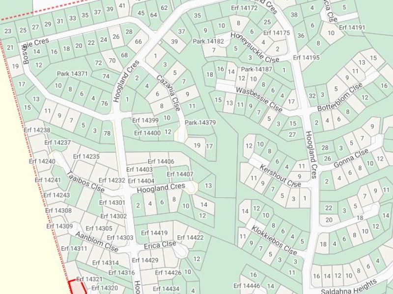A cadastral map showing the layout and location of the residential erf within the estate development.