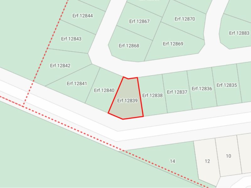 A cadastral map showing the location and boundaries of Erf 12839 within the residential estate layout.