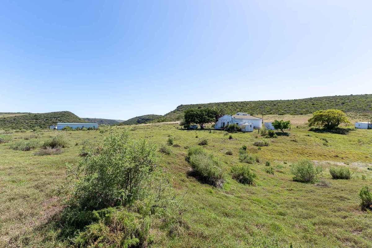 An aerial view of a rural farm property featuring a main farmhouse, various outbuildings, and expansive surrounding grazing land.