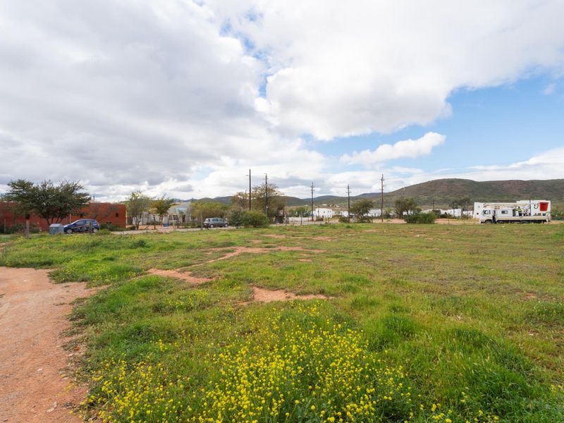 A vacant residential plot featuring natural grass and wildflowers, offering a clear view of the surrounding landscape and distant hills.