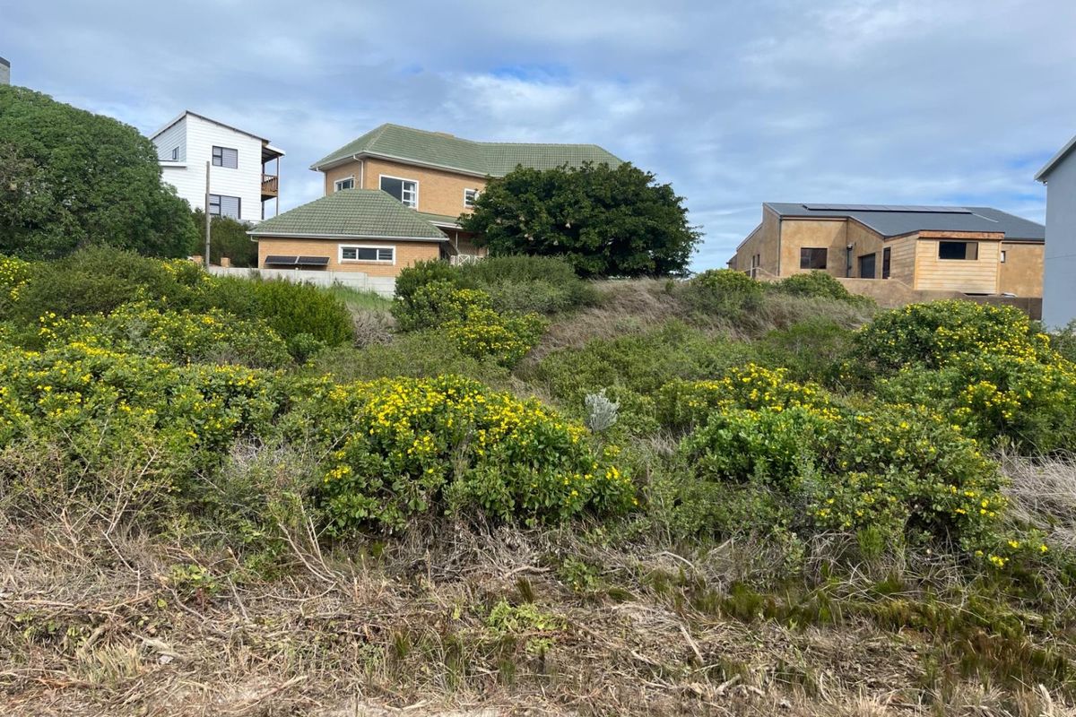 A view of a vacant residential plot featuring natural coastal vegetation and surrounding established homes in a quiet neighborhood setting.