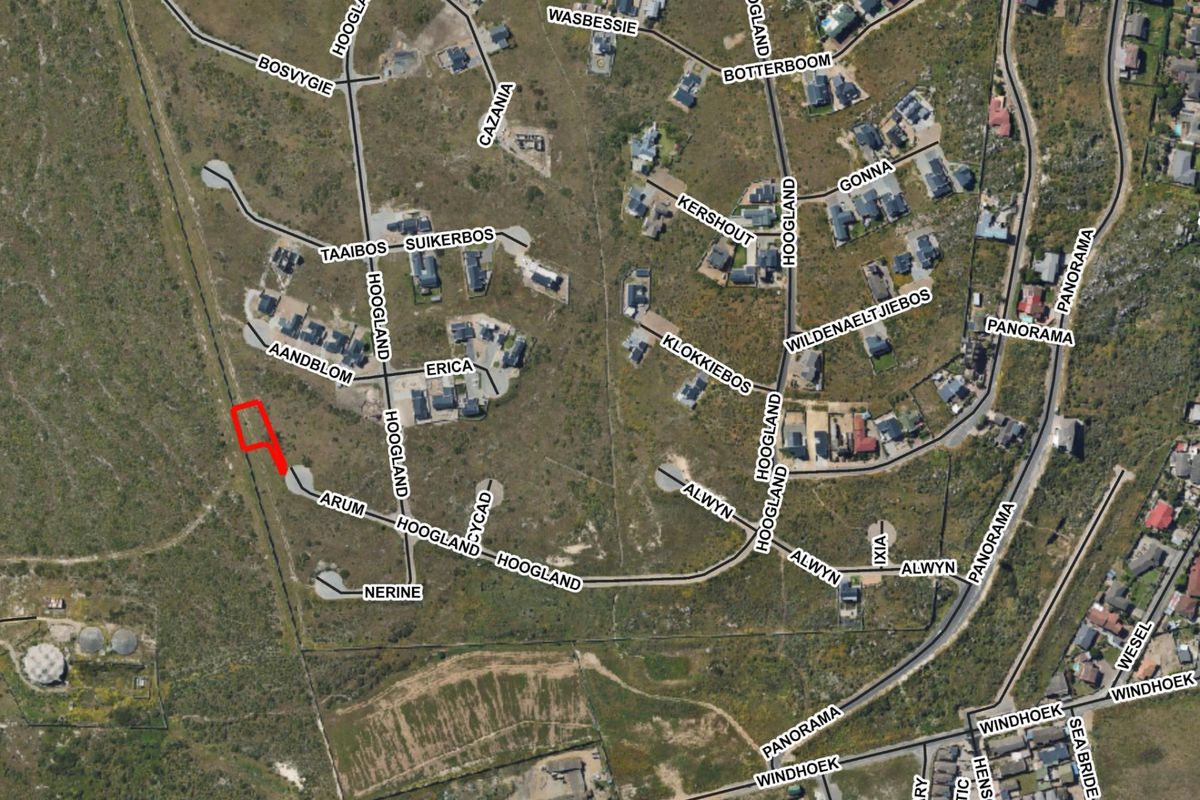 Aerial view of a residential plot in a developed estate, highlighting the property location and surrounding street network.