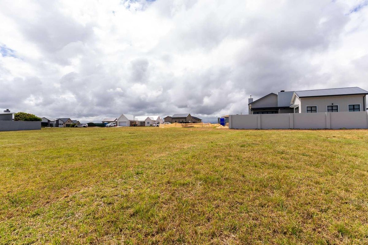 A wide-angle view of a vacant residential plot featuring a grass lawn and surrounding boundary walls in a developed estate.