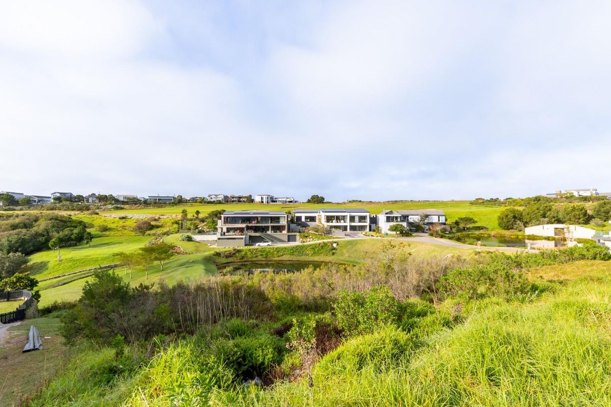 A scenic elevated view overlooking a natural pond, green landscape, and surrounding modern residential properties within an estate setting.