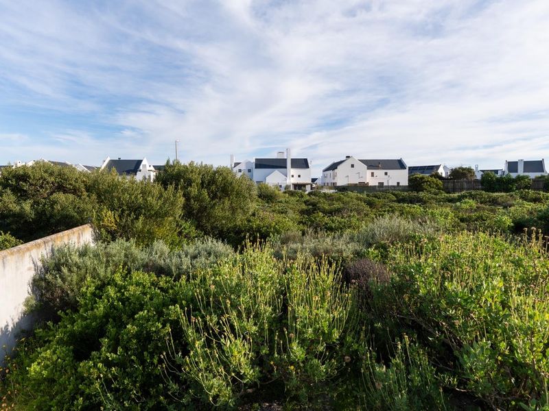 A view of a vacant residential plot featuring natural indigenous vegetation and a boundary wall, with established homes visible in the background.