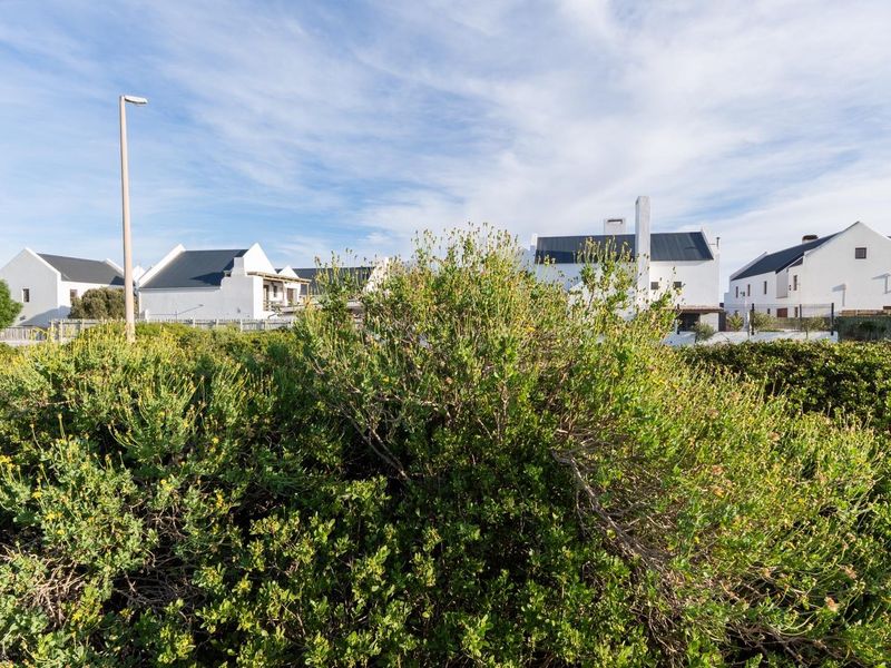 A view of a vacant residential plot featuring native coastal vegetation with established residential properties in the background.
