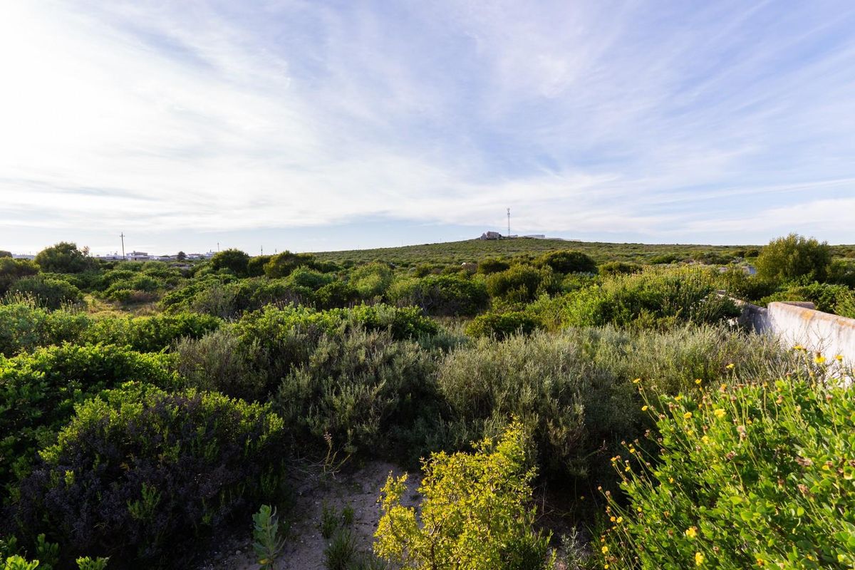 A view of a vacant residential plot featuring natural coastal vegetation and a partial boundary wall.