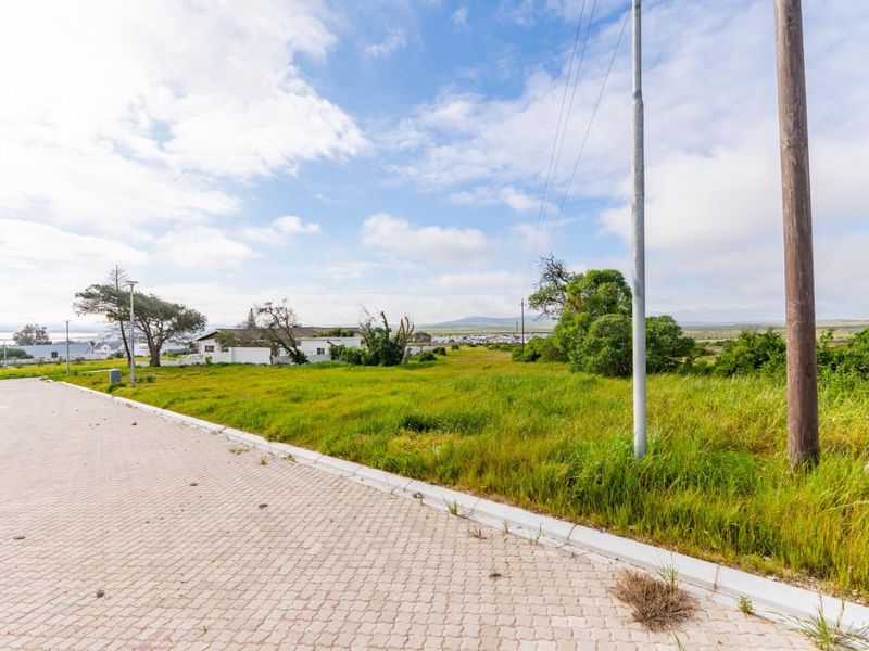 A street-level view of a vacant residential plot featuring paved road access, concrete curbing, and existing utility infrastructure.