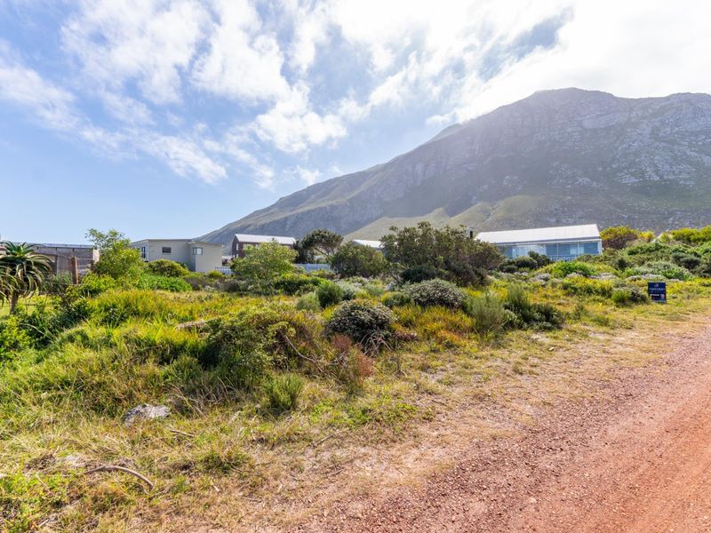 A vacant residential plot featuring natural vegetation, accessible via an unpaved road, set against a scenic mountain backdrop.