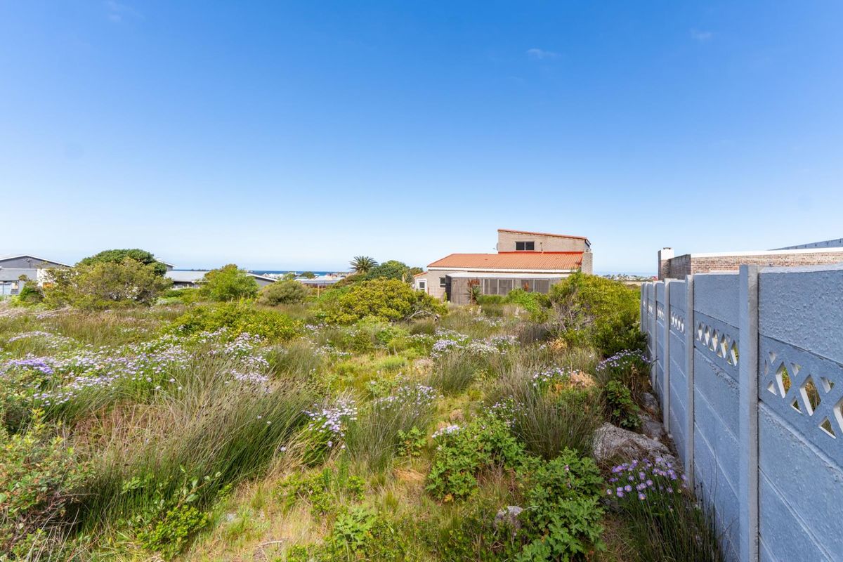 A view of a vacant residential plot featuring native vegetation and a precast concrete boundary wall, with neighboring properties visible in the background.