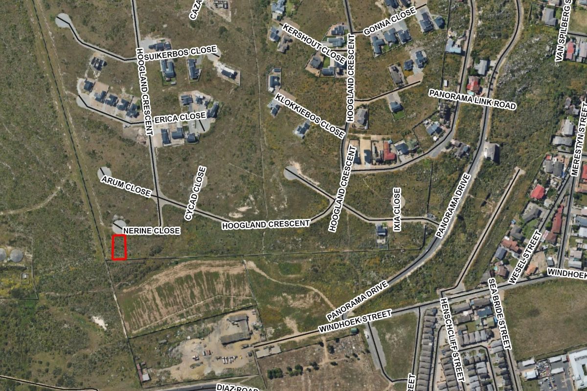 Aerial view showing the location of the vacant residential plot within the surrounding neighborhood infrastructure.