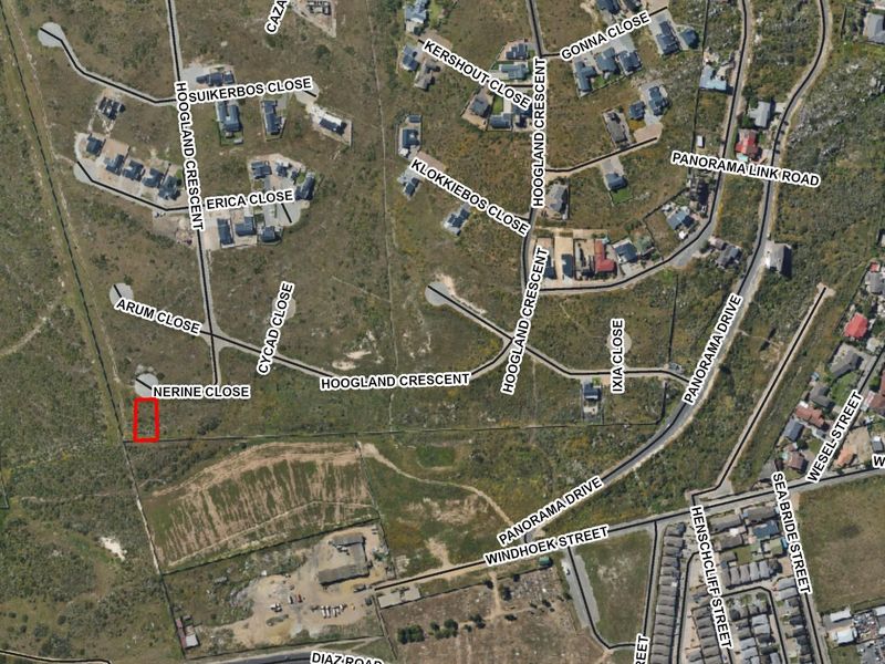 Aerial view showing the location of the vacant residential plot within the surrounding neighborhood infrastructure.