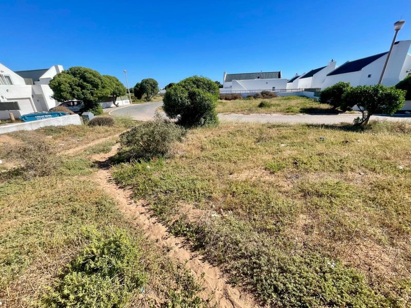 A view of a residential street showing an undeveloped plot of land with overgrown vegetation and surrounding housing.