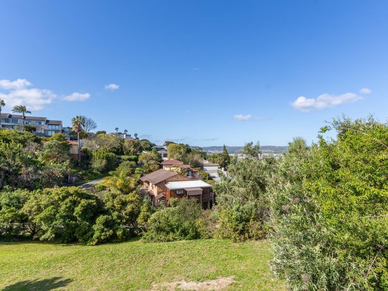 A scenic elevated view overlooking the surrounding residential neighbourhood and lush green landscape, showcasing the natural topography of the vacant land.