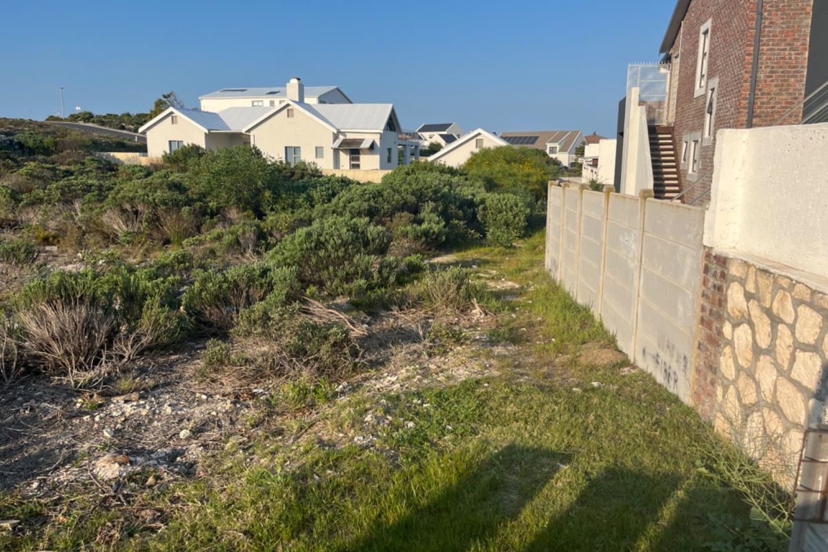 A view of a vacant residential plot featuring native vegetation and a precast concrete boundary wall with stone cladding accents.