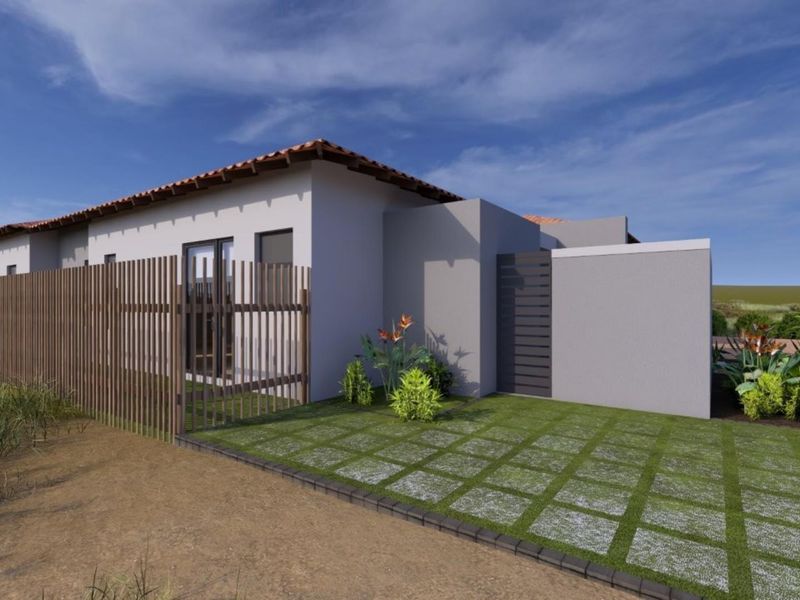 A modern residential exterior featuring a tiled roof, timber slat fencing, and a neatly paved garden area.