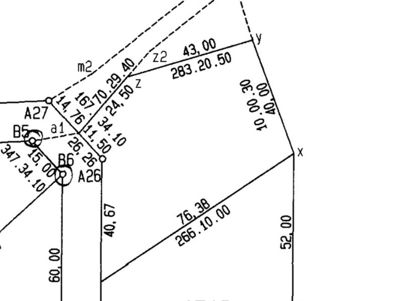 A detailed survey or site plan showing property boundaries, dimensions, and land layout for the residential plot.