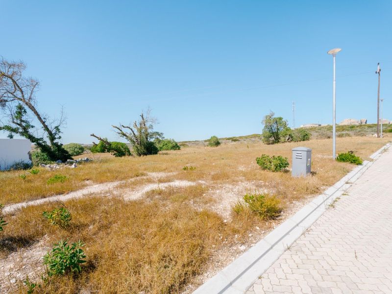 A vacant residential plot featuring a paved driveway, street lighting, and utility connection point, ready for development.
