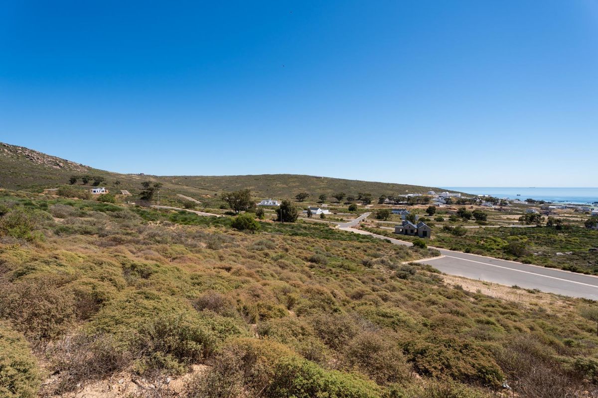 A wide-angle view of the coastal residential landscape, featuring natural vegetation, paved road infrastructure, and distant ocean views.
