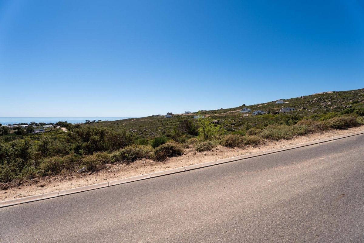 A scenic view of the coastal landscape and surrounding hillside from the adjacent paved road.
