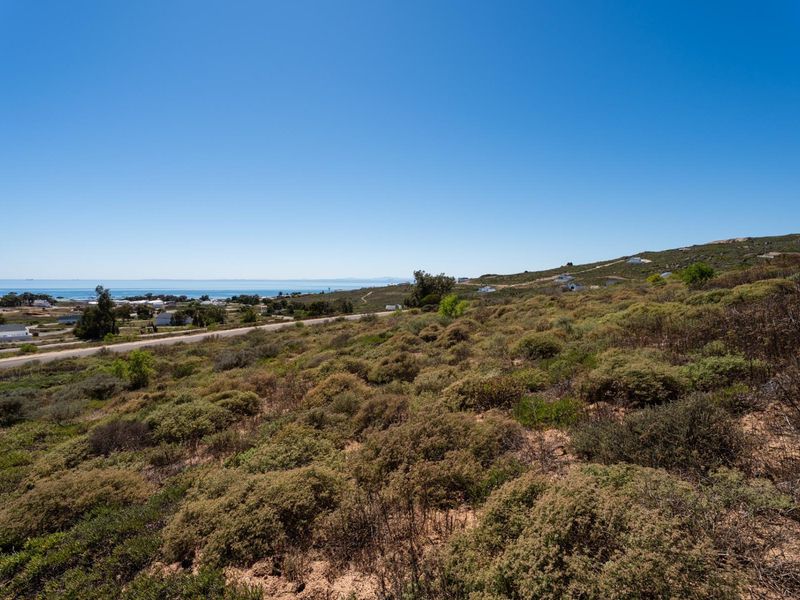 A scenic elevated view overlooking the coastal landscape, surrounding neighborhood, and distant ocean horizon.