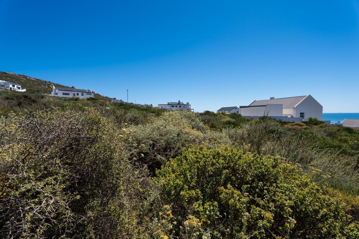 A view of the vacant residential land featuring natural coastal vegetation and a sloped landscape with neighboring properties visible in the background.