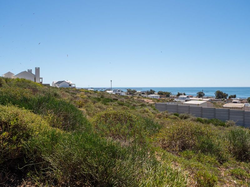 A scenic view overlooking the coastal landscape and nearby residential area, featuring natural vegetation and a precast concrete boundary wall.
