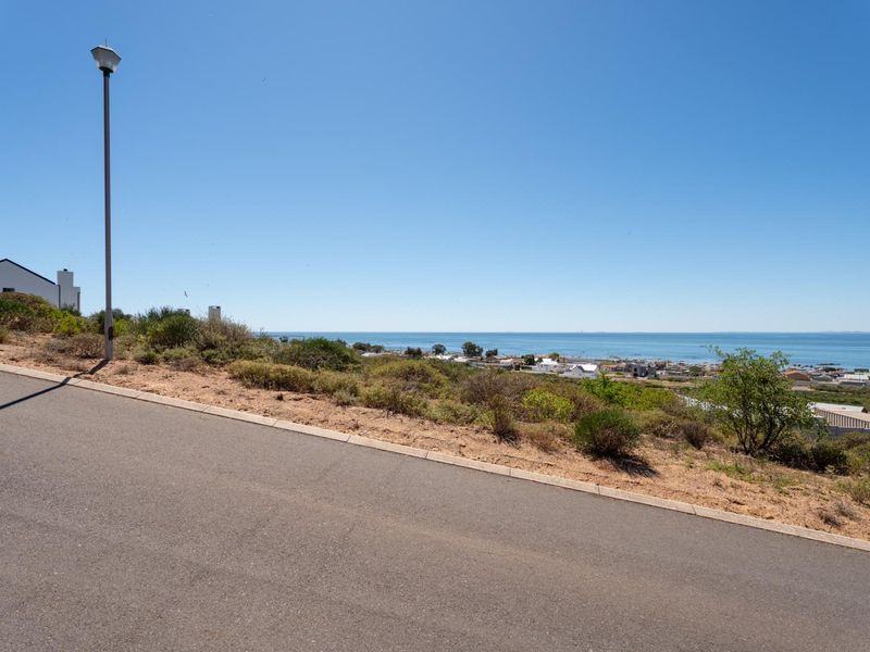 A clear view of the coastline and ocean from an elevated residential street, showcasing the coastal landscape and surrounding neighborhood.