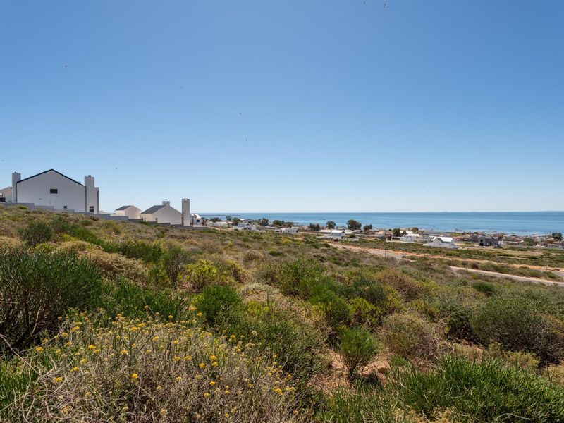 A scenic view of the coastal landscape and surrounding residential area, showcasing the natural terrain and proximity to the ocean.