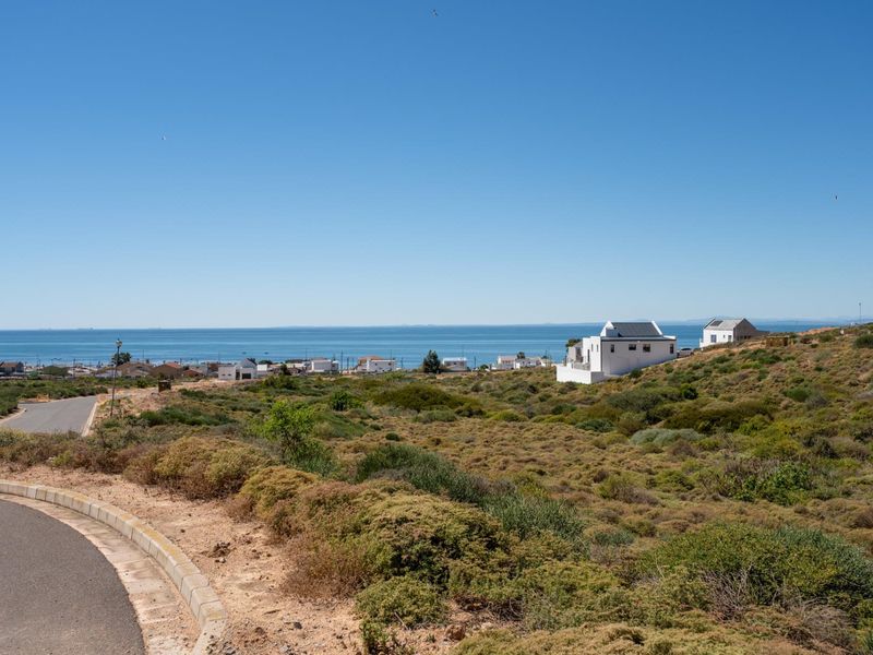 A scenic view of the coastal landscape featuring a paved road, natural vegetation, and distant ocean horizon.