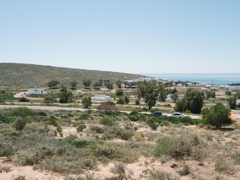 A scenic elevated view of the surrounding coastal landscape, natural vegetation, and distant residential properties.