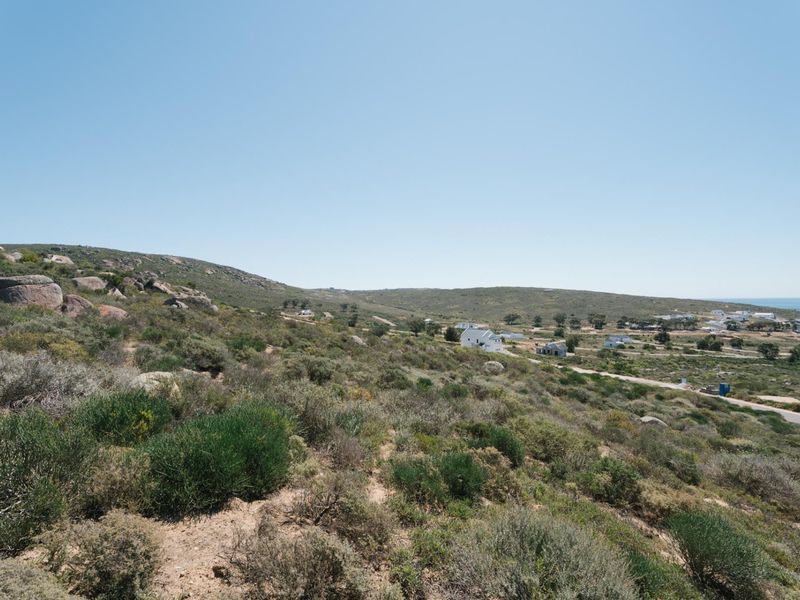 A wide-angle view of the natural landscape, featuring rolling hills, native vegetation, and distant coastal residential development.