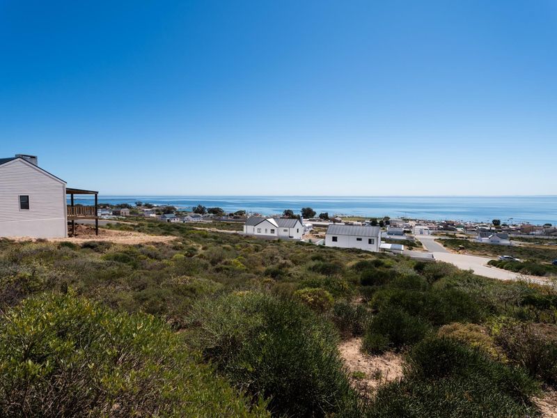 A scenic elevated view overlooking a coastal residential area with ocean vistas and natural vegetation.