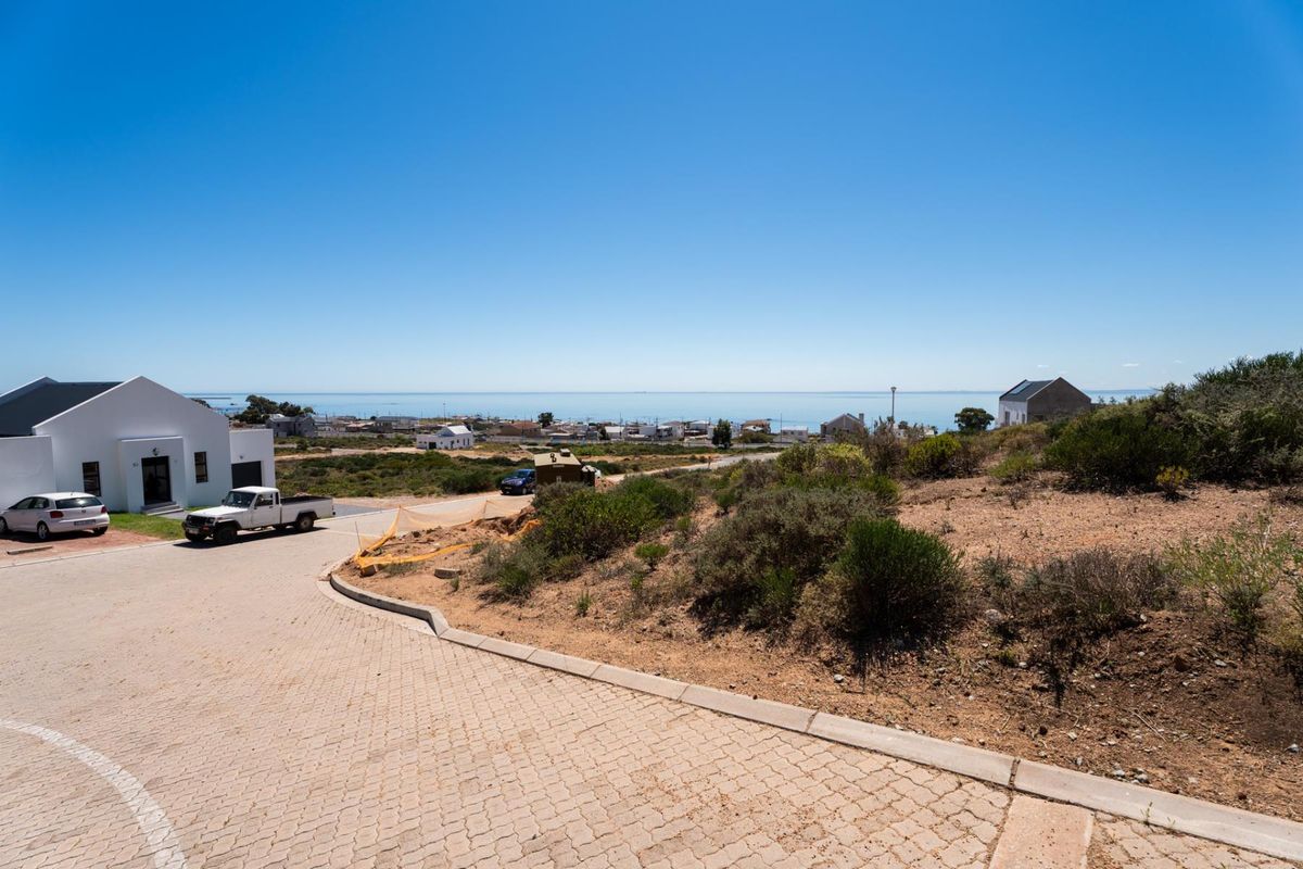 A scenic view overlooking a residential coastal area with a paved driveway and natural landscape in the foreground.