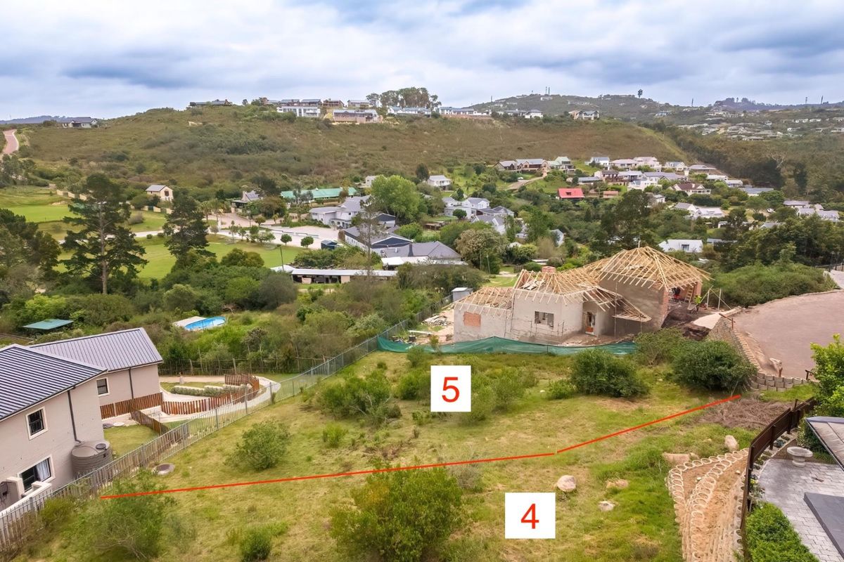 Aerial view of vacant residential land plots marked 4 and 5, situated in a developed estate with surrounding residential properties.