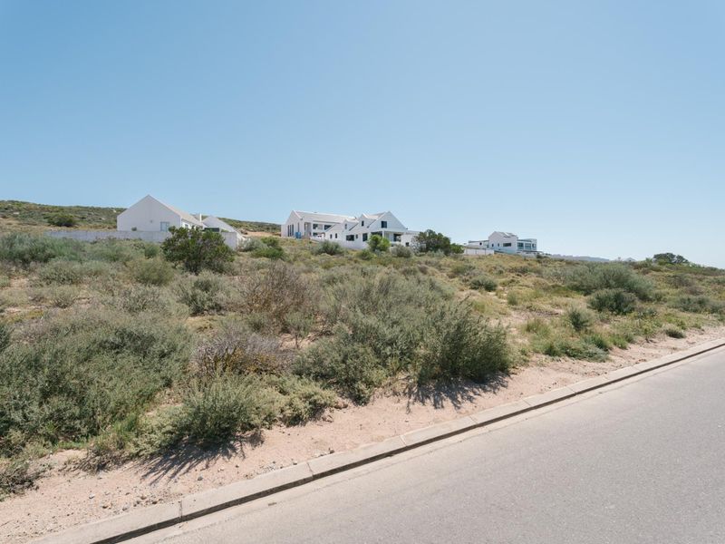 A view of the vacant residential land from the adjacent paved street, showing the sloping terrain and surrounding neighborhood context.