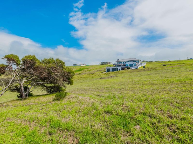 A wide-angle view of a sloped residential vacant land plot featuring natural grass terrain and a mature tree, with neighboring properties visible in the distance.