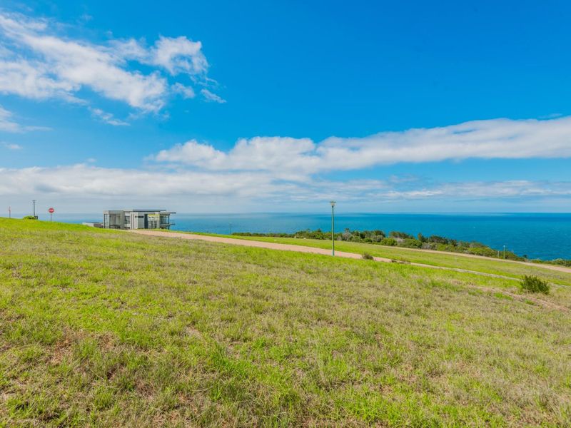 Expansive vacant residential land offering panoramic ocean views and a gentle slope, situated in a coastal setting.