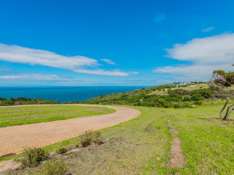 A scenic view of a vacant residential plot featuring a paved driveway and expansive ocean vistas.