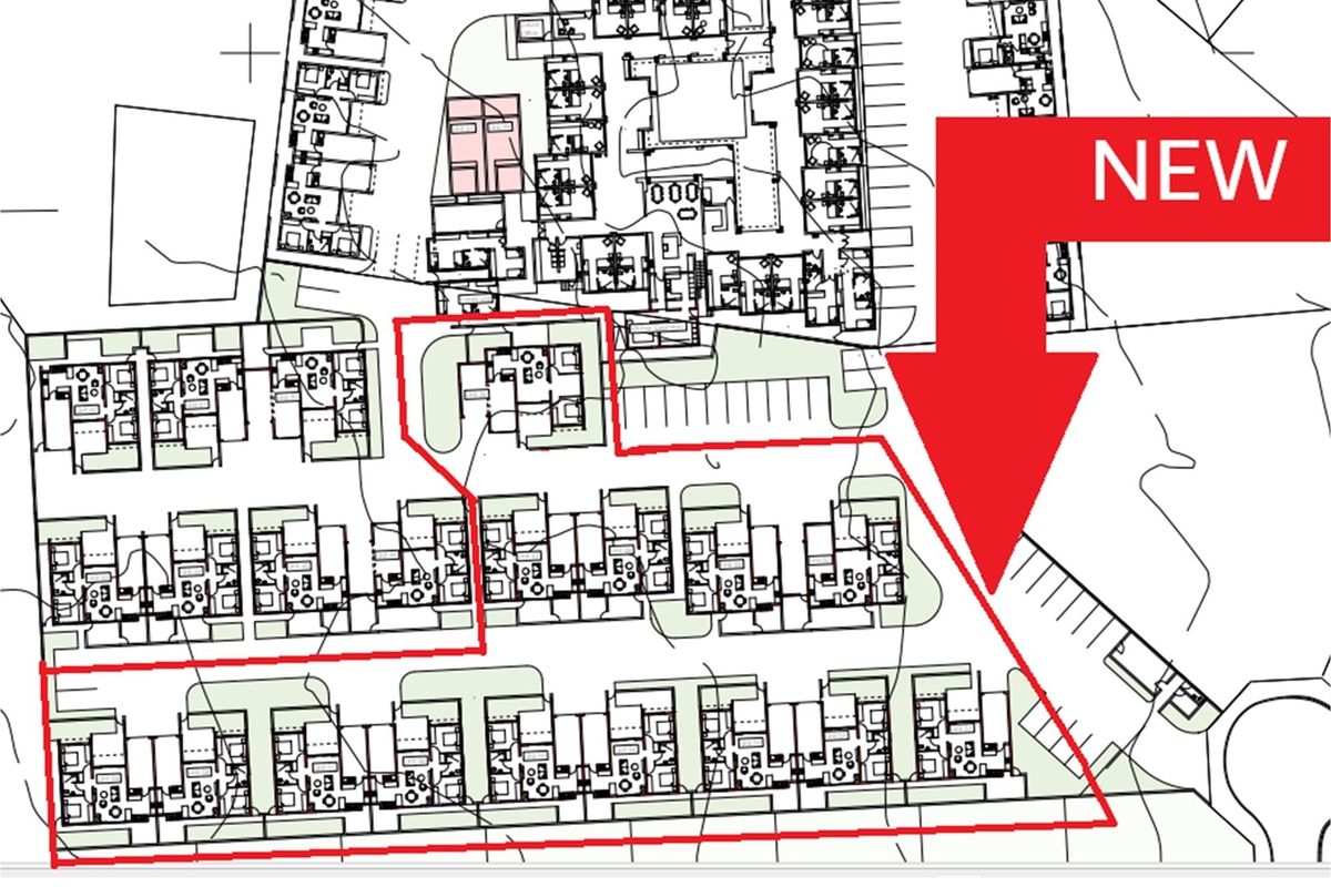 A site plan showing the layout and positioning of townhouse units within the residential development.