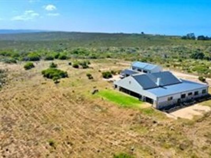 Aerial view of a farm property featuring a main dwelling with a metal roof, solar panels, and a covered patio set in a rural landscape.