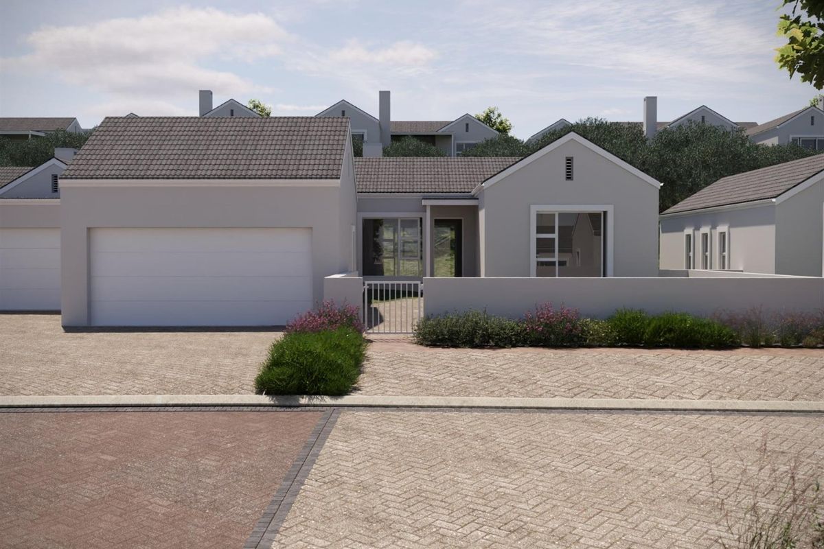 A modern single-story residential home featuring a tiled roof, double garage, and a paved driveway with a secure pedestrian entrance.