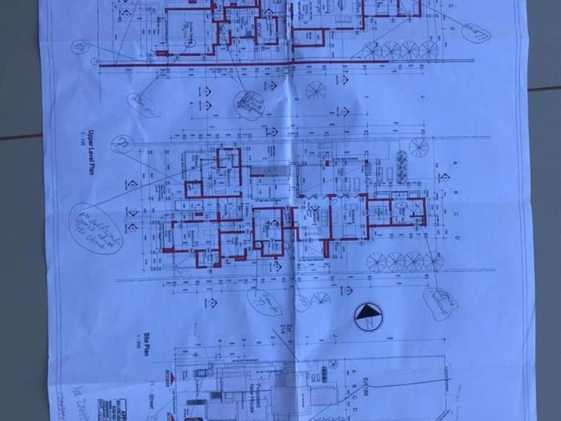 Architectural floor plan document showing the ground and upper level layouts, site plan, and schedule of areas for the property.